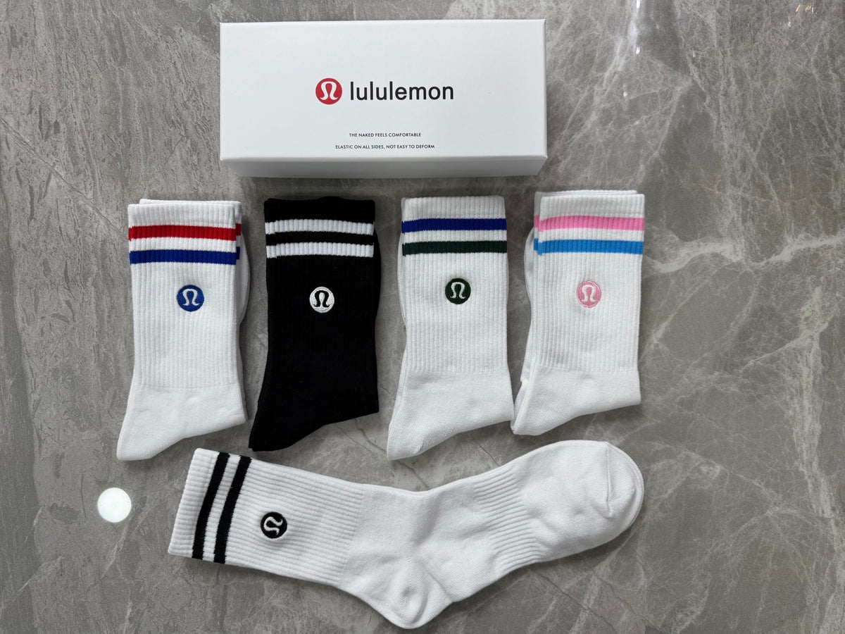 Lululemon Cotton Visible Colour, Cuff And Emblem Details Crew Socks - 5-Pair Set