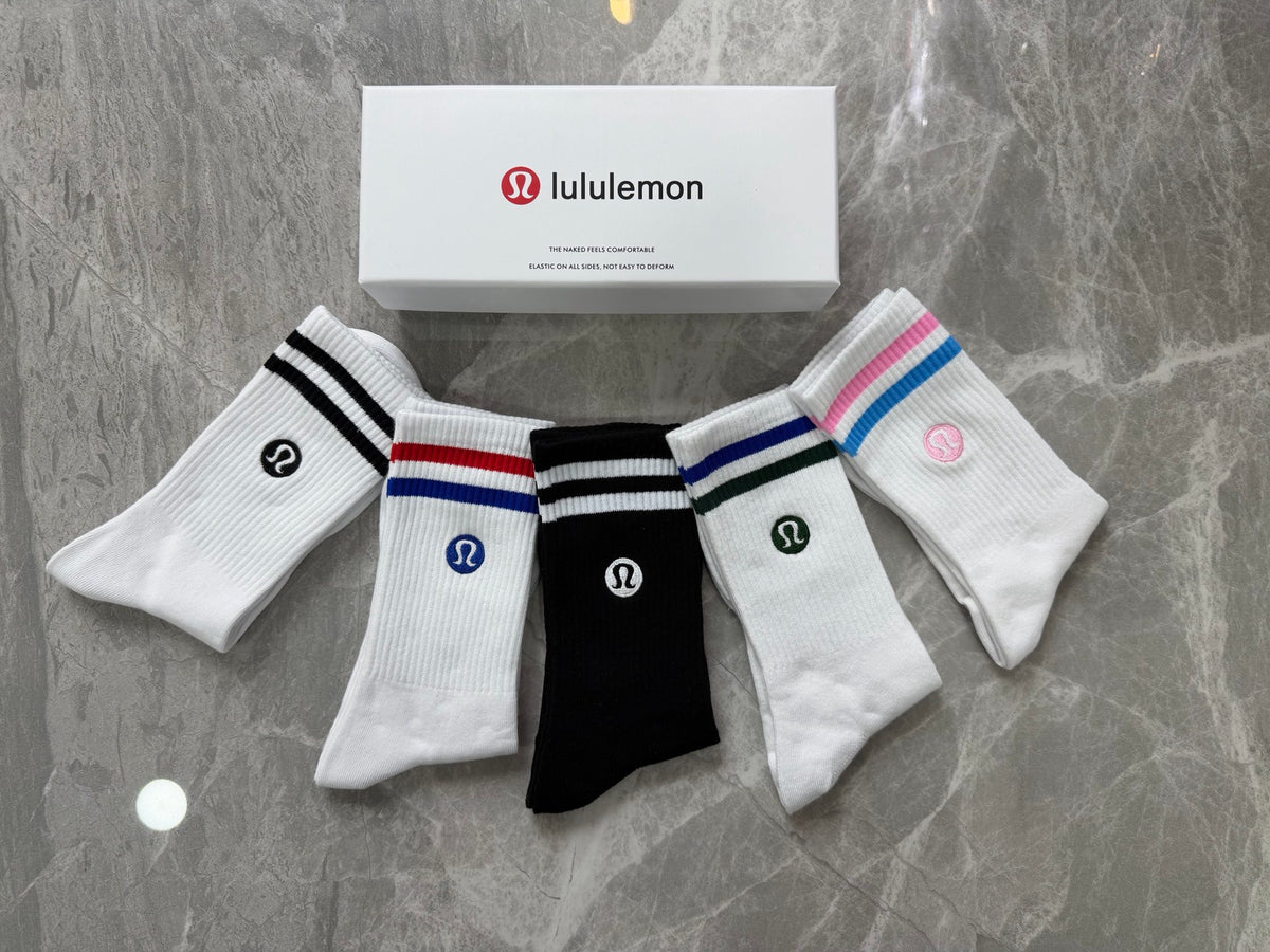 Lululemon Cotton Visible Colour, Cuff And Emblem Details Crew Socks - 5-Pair Set