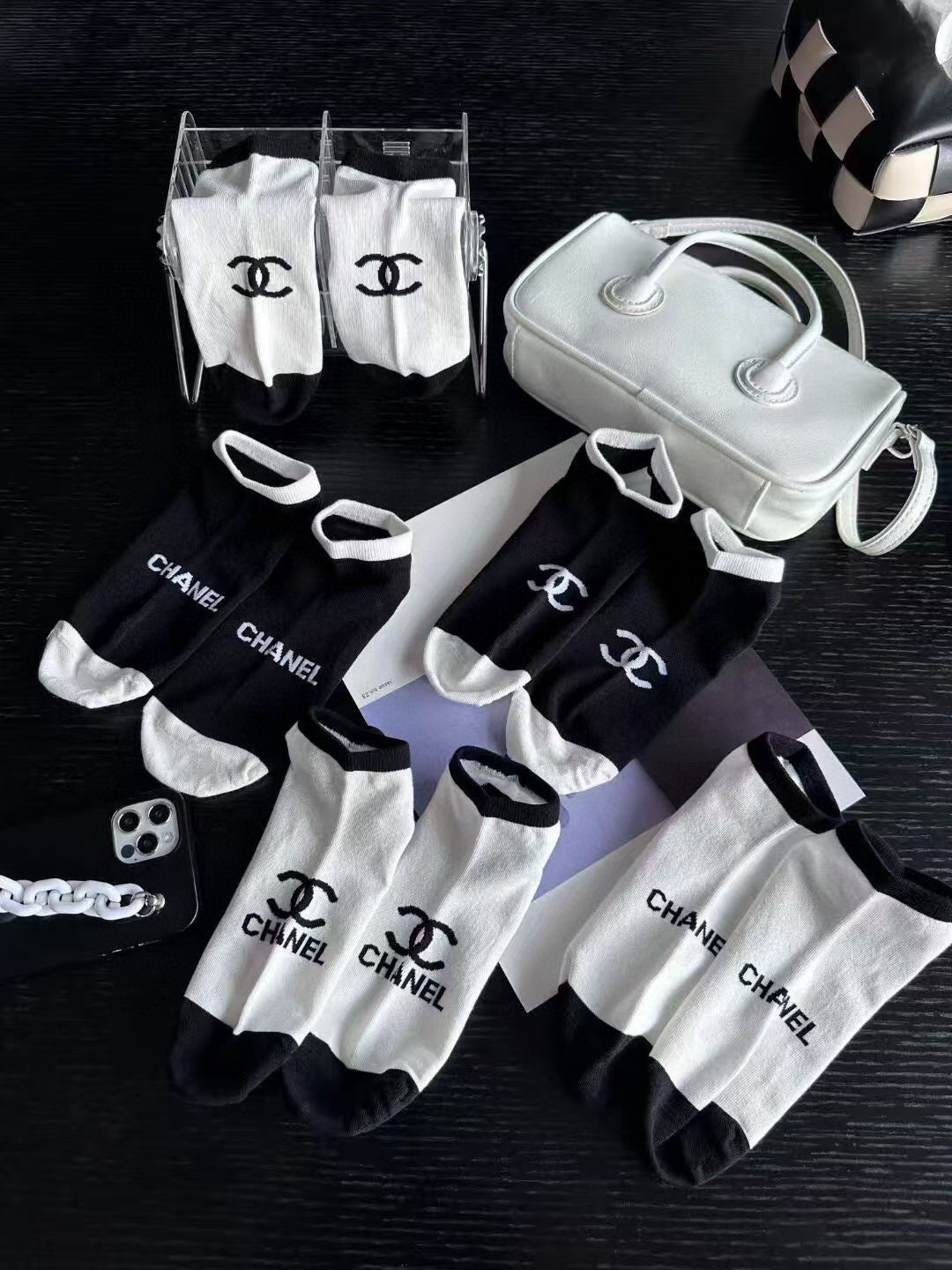 Chanel Visible Colour, Cuff And Emblem Details No-Show Socks - 5-Pair Set