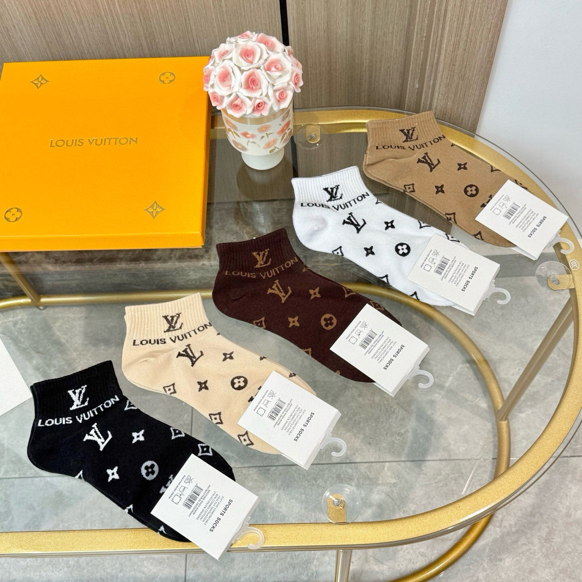 Louis Vuitton Visible Colour, Cuff And Emblem Details No-Show Socks - 5-Pair Set