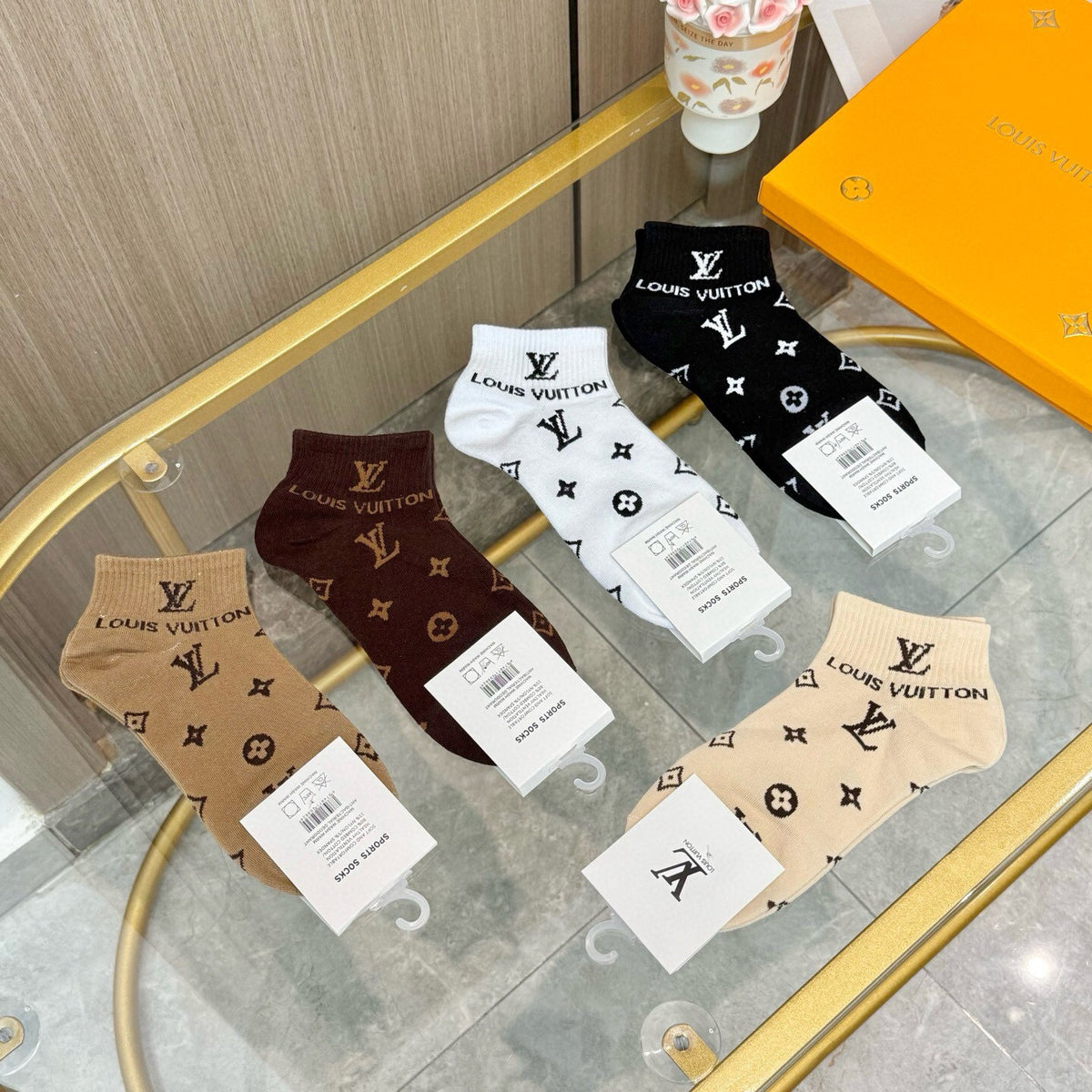 Louis Vuitton Visible Colour, Cuff And Emblem Details No-Show Socks - 5-Pair Set