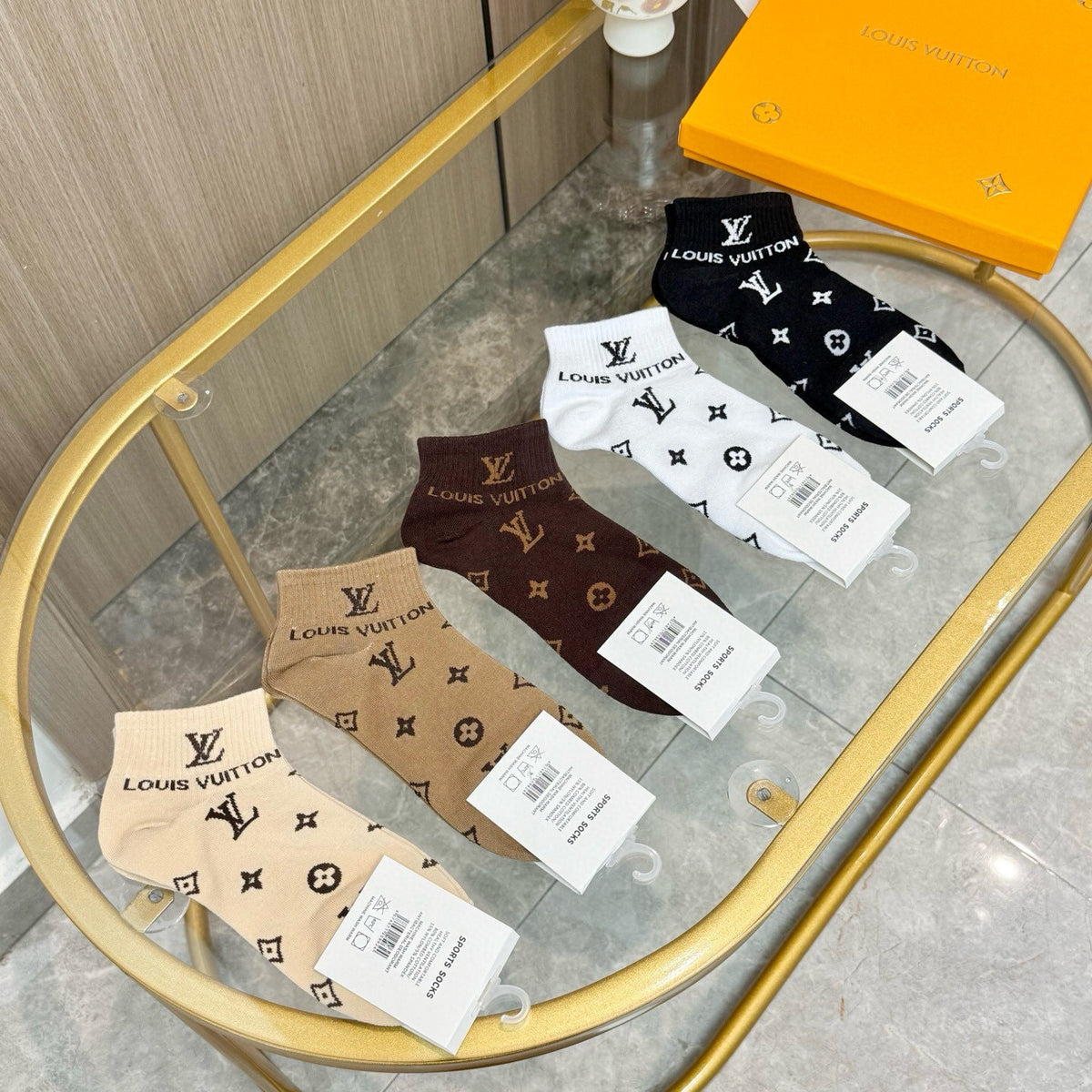 Louis Vuitton Visible Colour, Cuff And Emblem Details No-Show Socks - 5-Pair Set