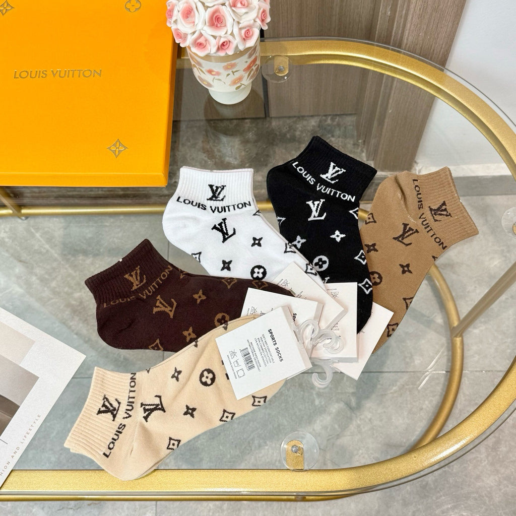 Louis Vuitton Visible Colour, Cuff And Emblem Details No-Show Socks - 5-Pair Set