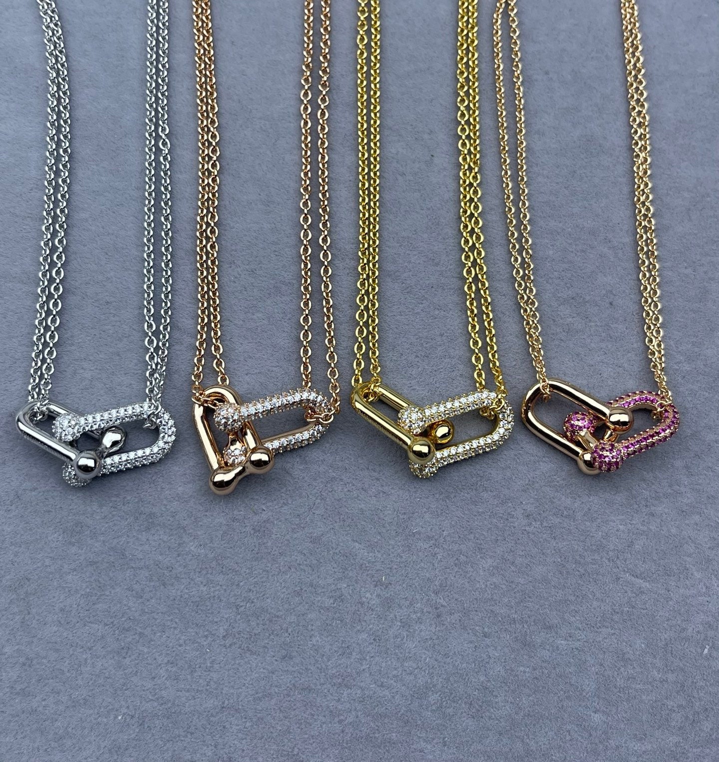 Link Pendant Necklace in Polished Metal-Tone main product view