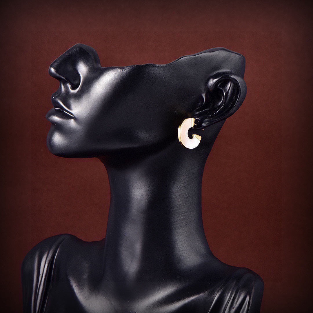 Orb Stud Earrings in Polished Metal-Tone – Design 017 front product view
