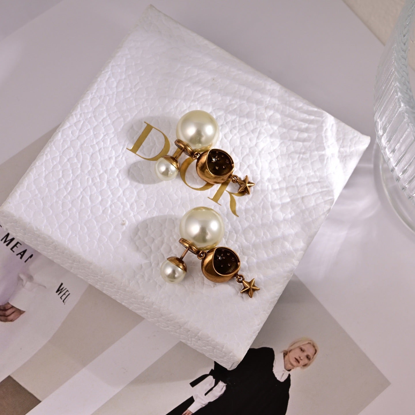 Star Motif Statement Earrings in Polished Metal-Tone main product view