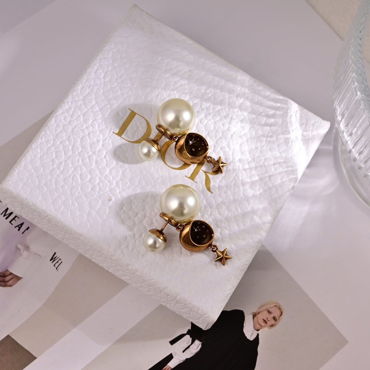 Star Motif Statement Earrings in Polished Metal-Tone main product view