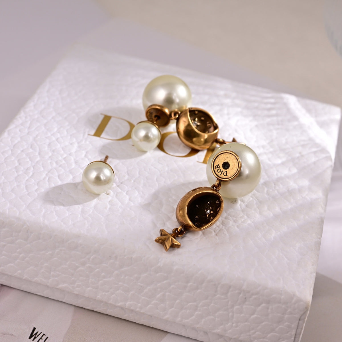 Star Motif Statement Earrings in Polished Metal-Tone front view