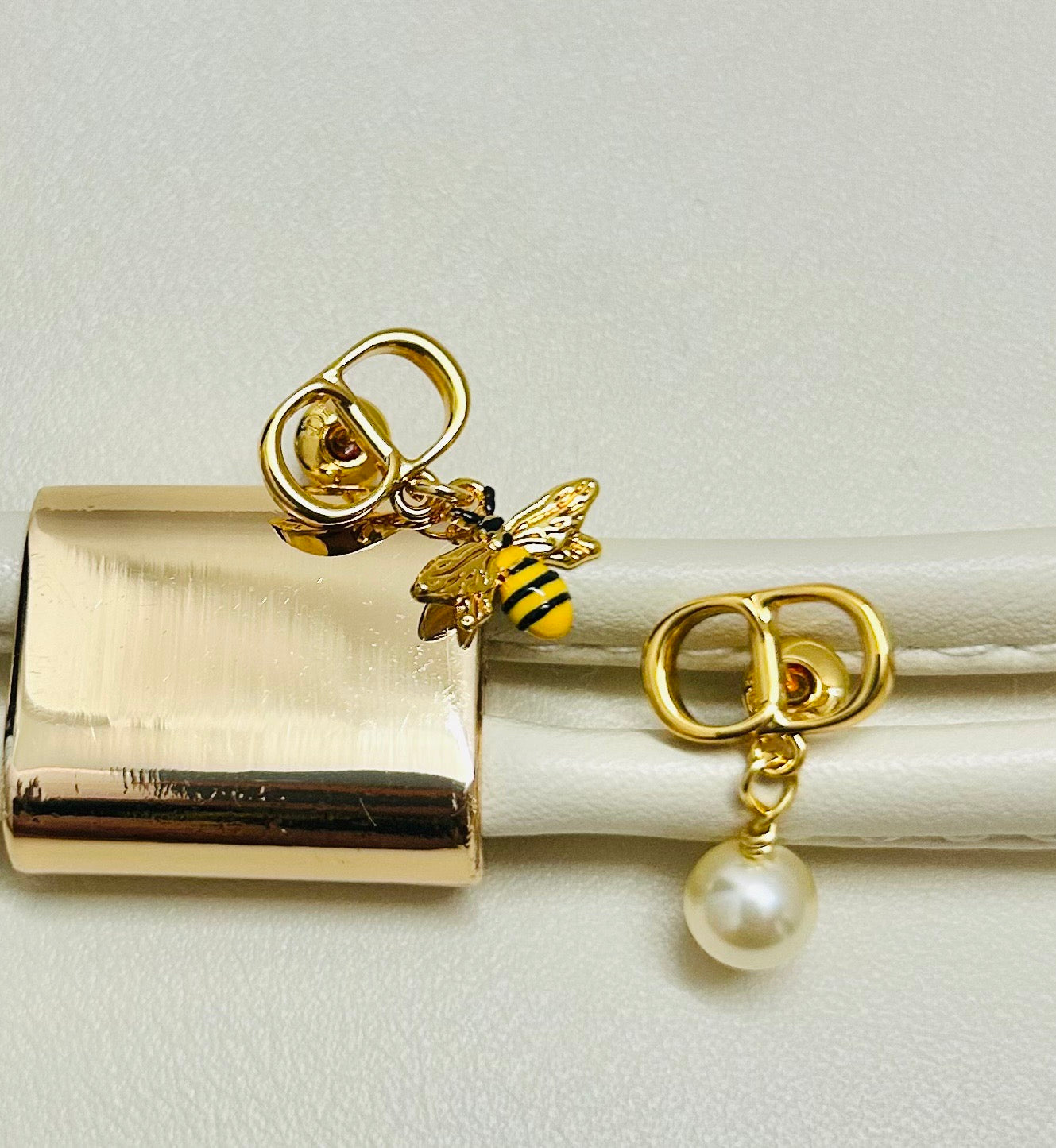 Graphic Letter Motif Statement Earrings in Polished Metal-Tone – Design 039 close-up detail