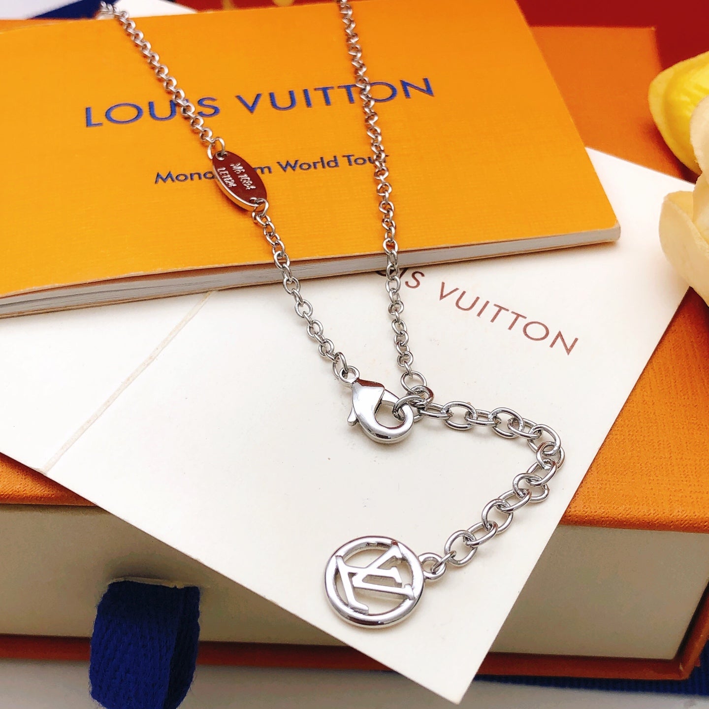Geometric Emblem Pendant Necklace in Gold-Tone – Design 061 front product view