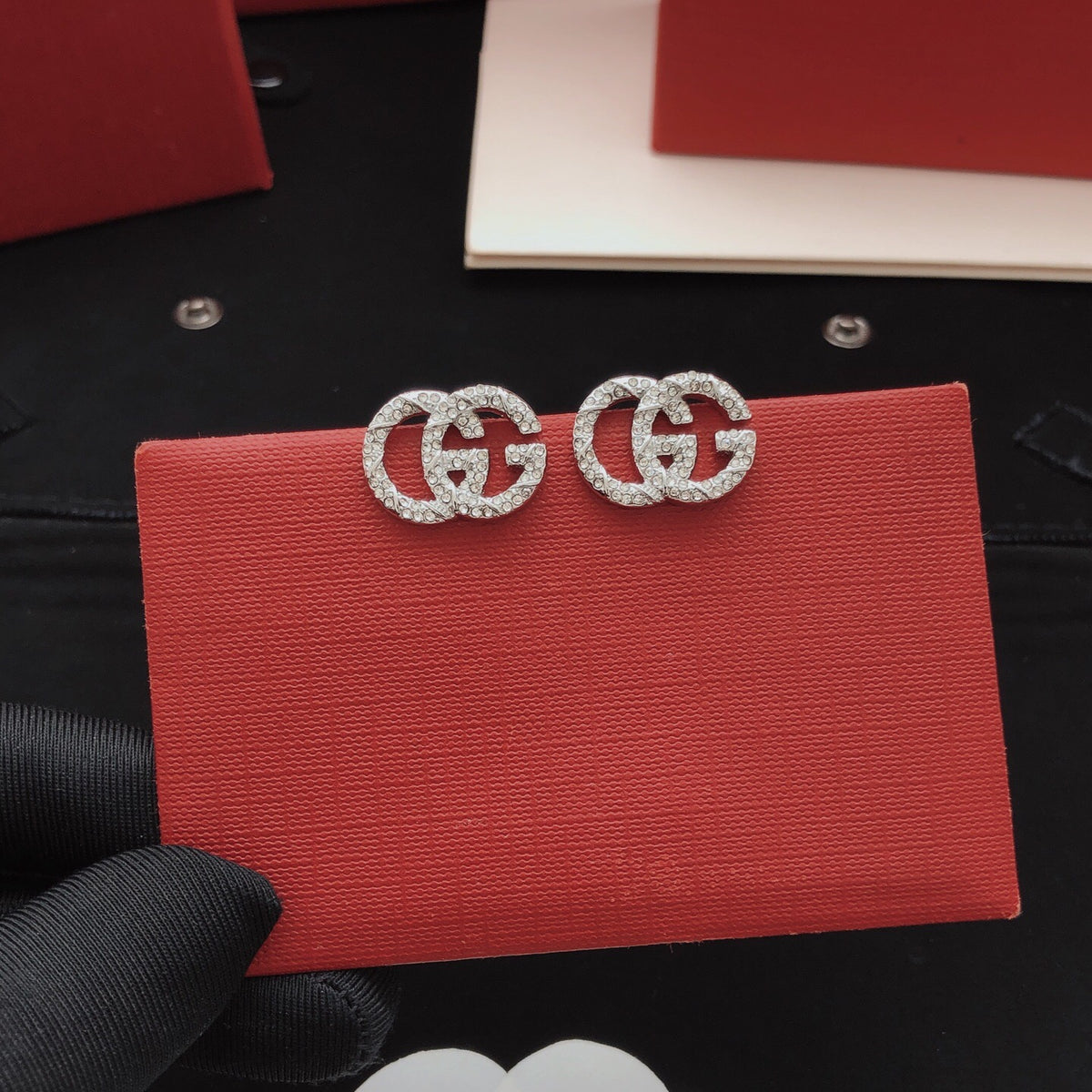 Floral Stud Earrings in Silver-Tone – Design 001 side detail
