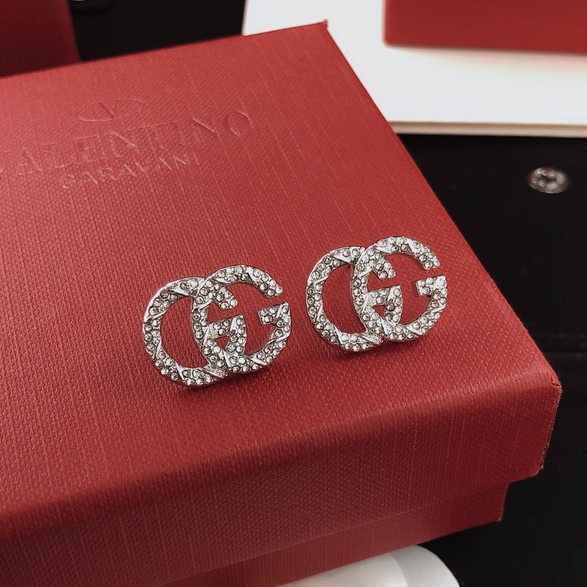 Floral Stud Earrings in Silver-Tone – Design 001 styled product view
