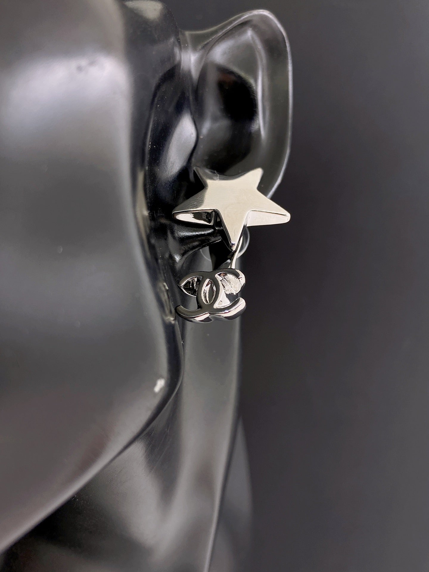 Signature Emblem Statement Earrings in Gold-Tone – White Detail front product view