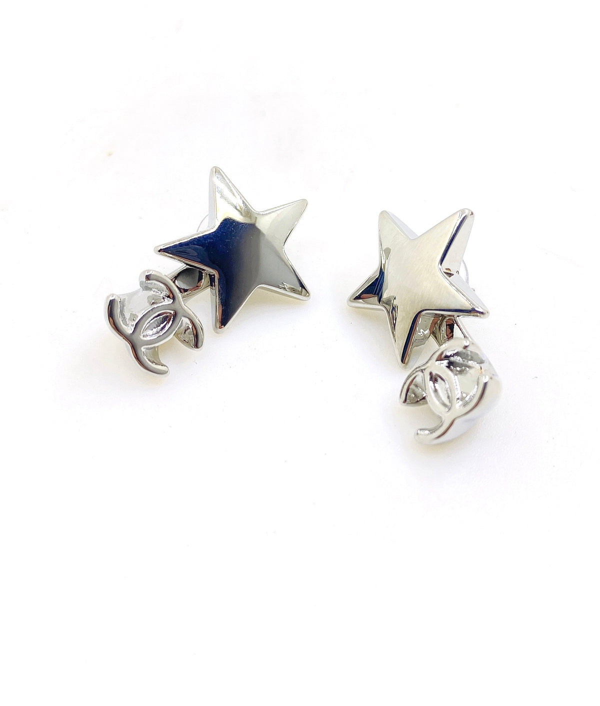 Signature Emblem Statement Earrings in Gold-Tone – White Detail main product view