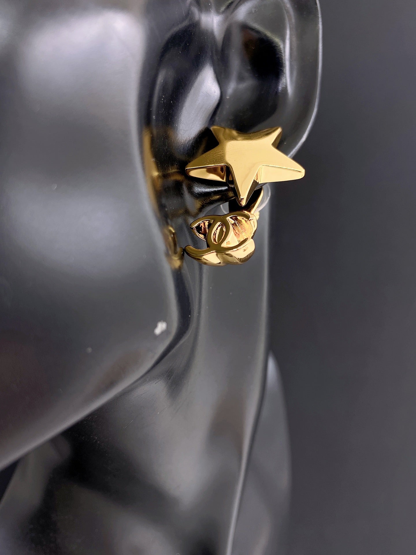 Signature Emblem Statement Earrings in Gold-Tone – Design 028 front product view