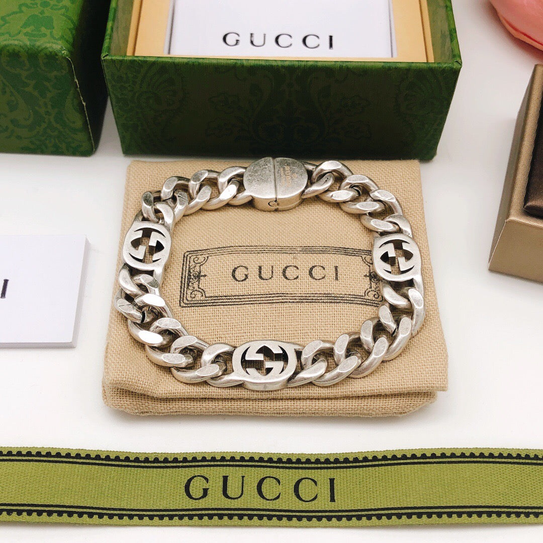 Geometric Emblem Bracelet in Silver-Tone – Design 002 front product view