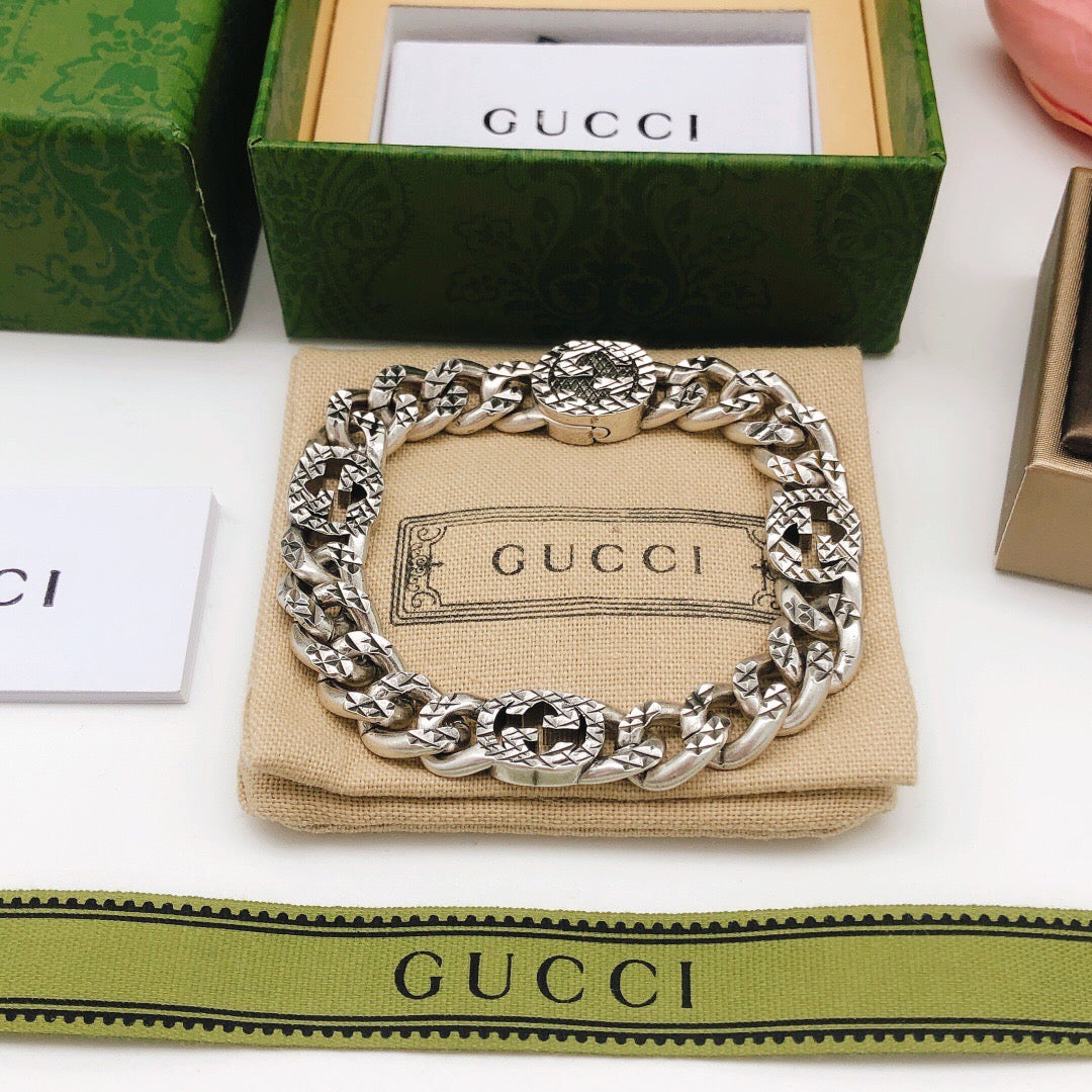 Geometric Emblem Bracelet in Silver-Tone – Design 002 main product view