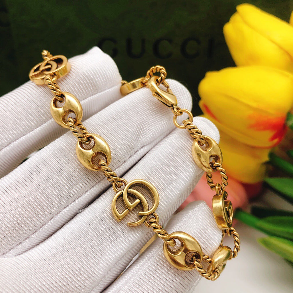 Geometric Emblem Bracelet in Polished Metal-Tone – Design 098 front product view