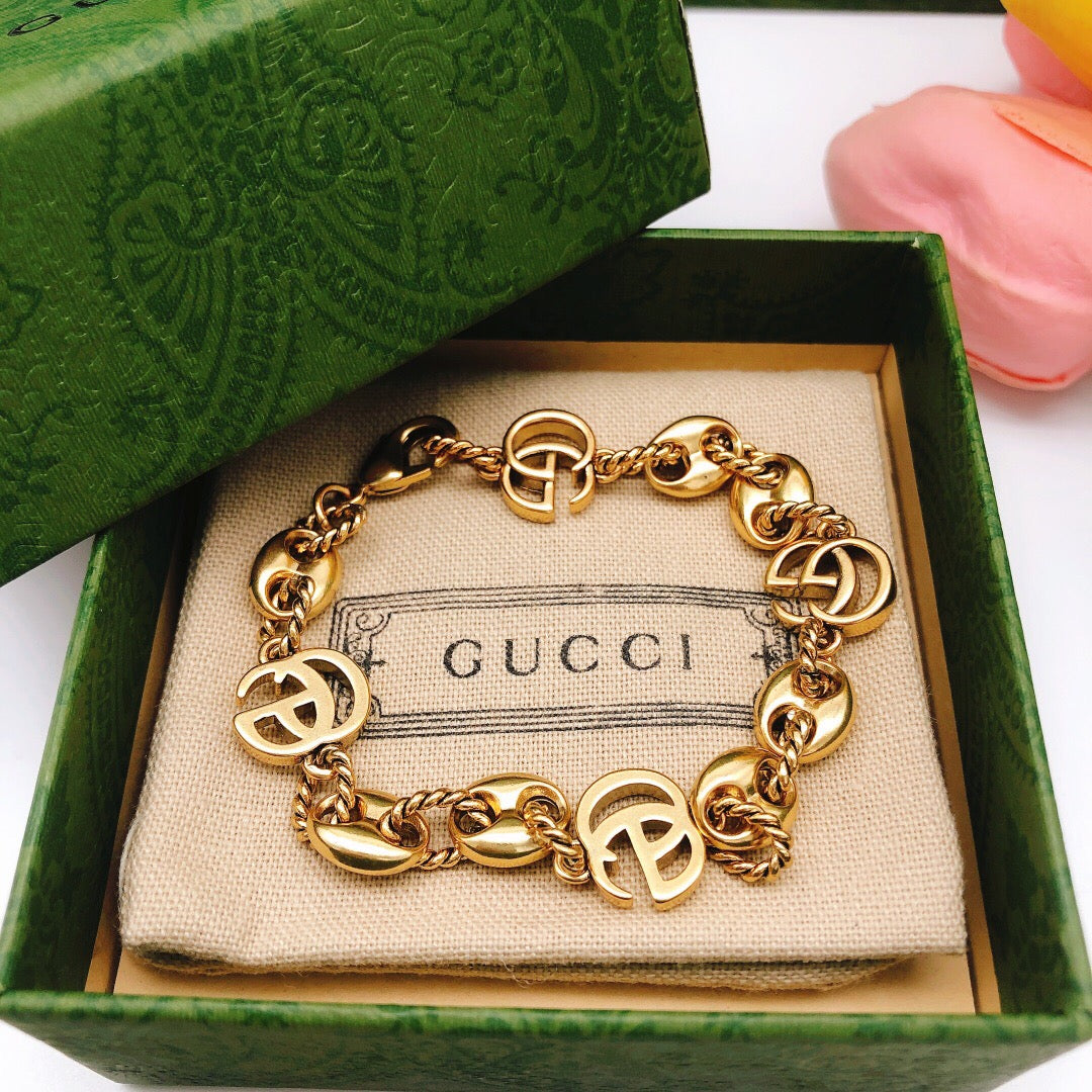 Geometric Emblem Bracelet in Polished Metal-Tone – Design 007 main product view