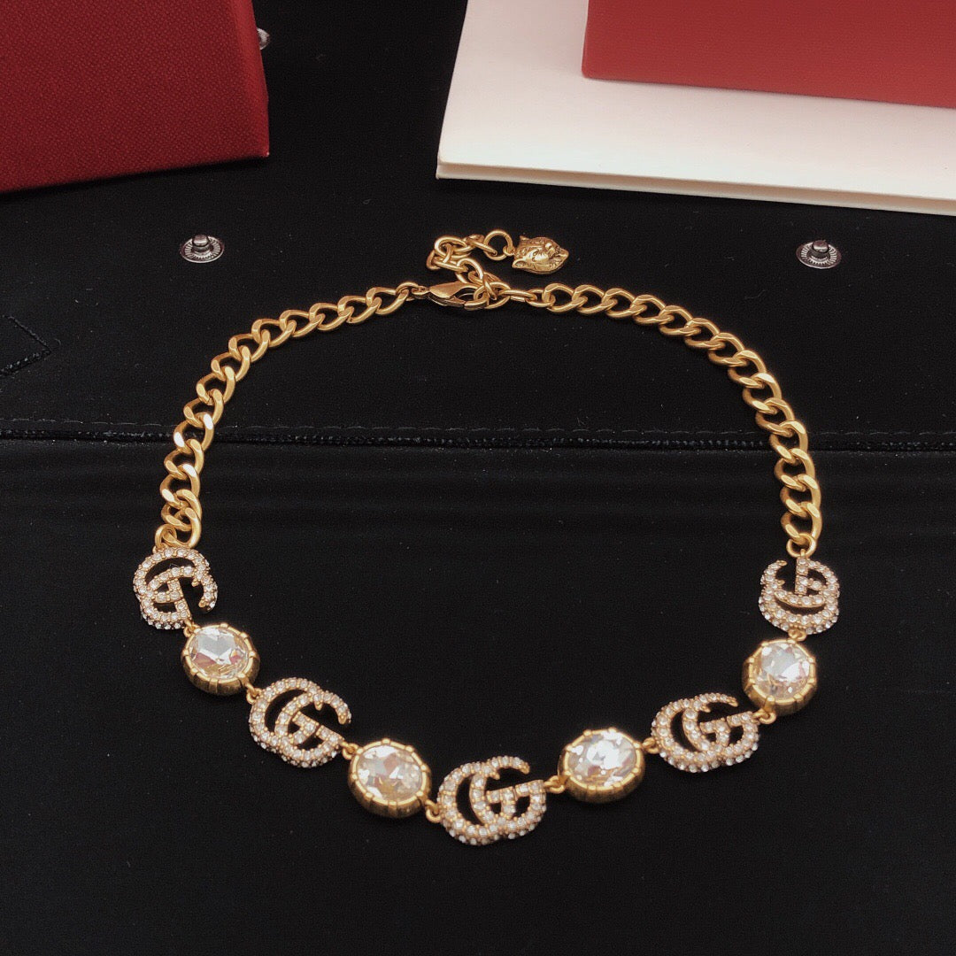 Geometric Emblem Pendant Necklace in Gold-Tone – Design 006 detail view