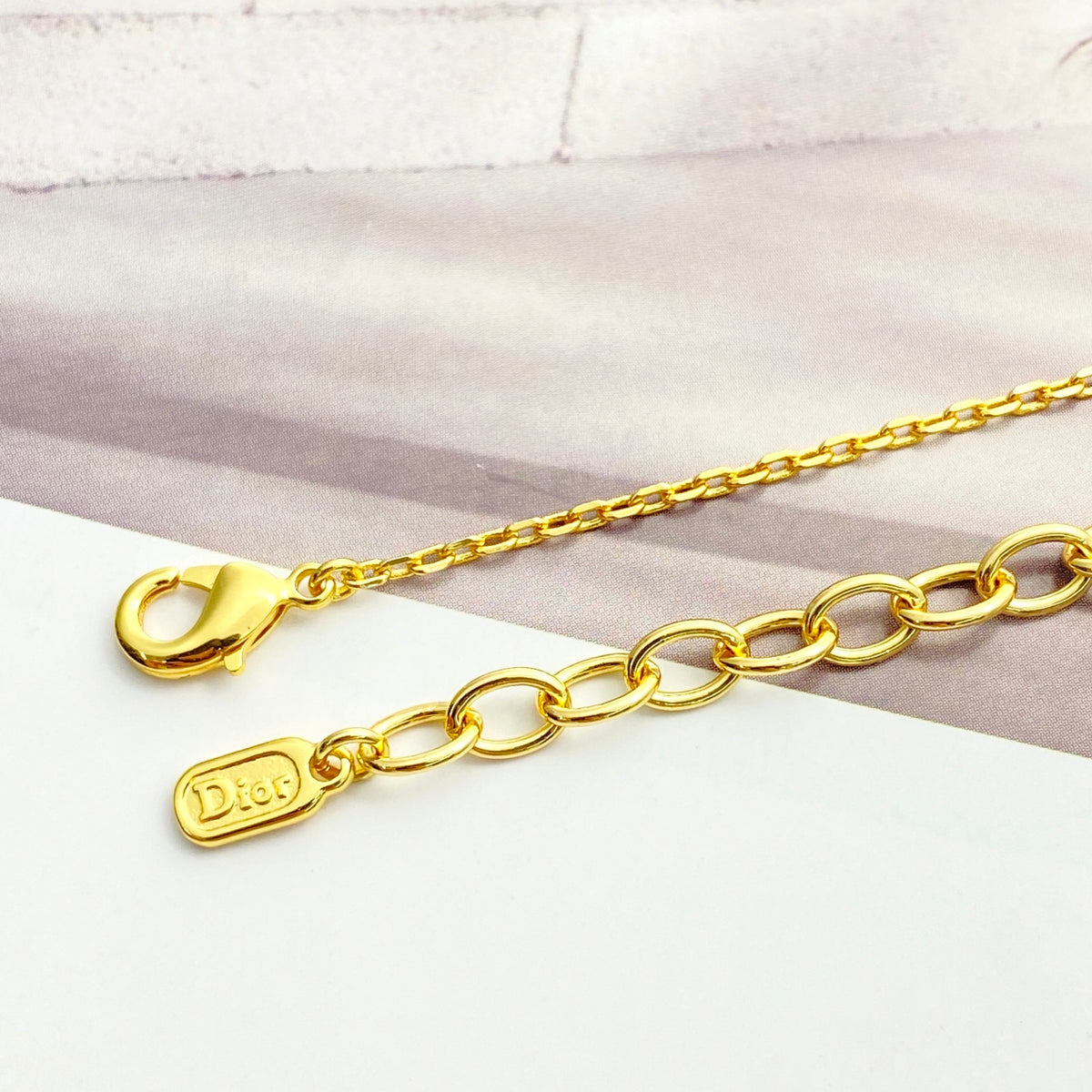 Graphic Letter Motif Pendant Necklace in Gold-Tone with Crystal-Style Accents – Design 004 main product view