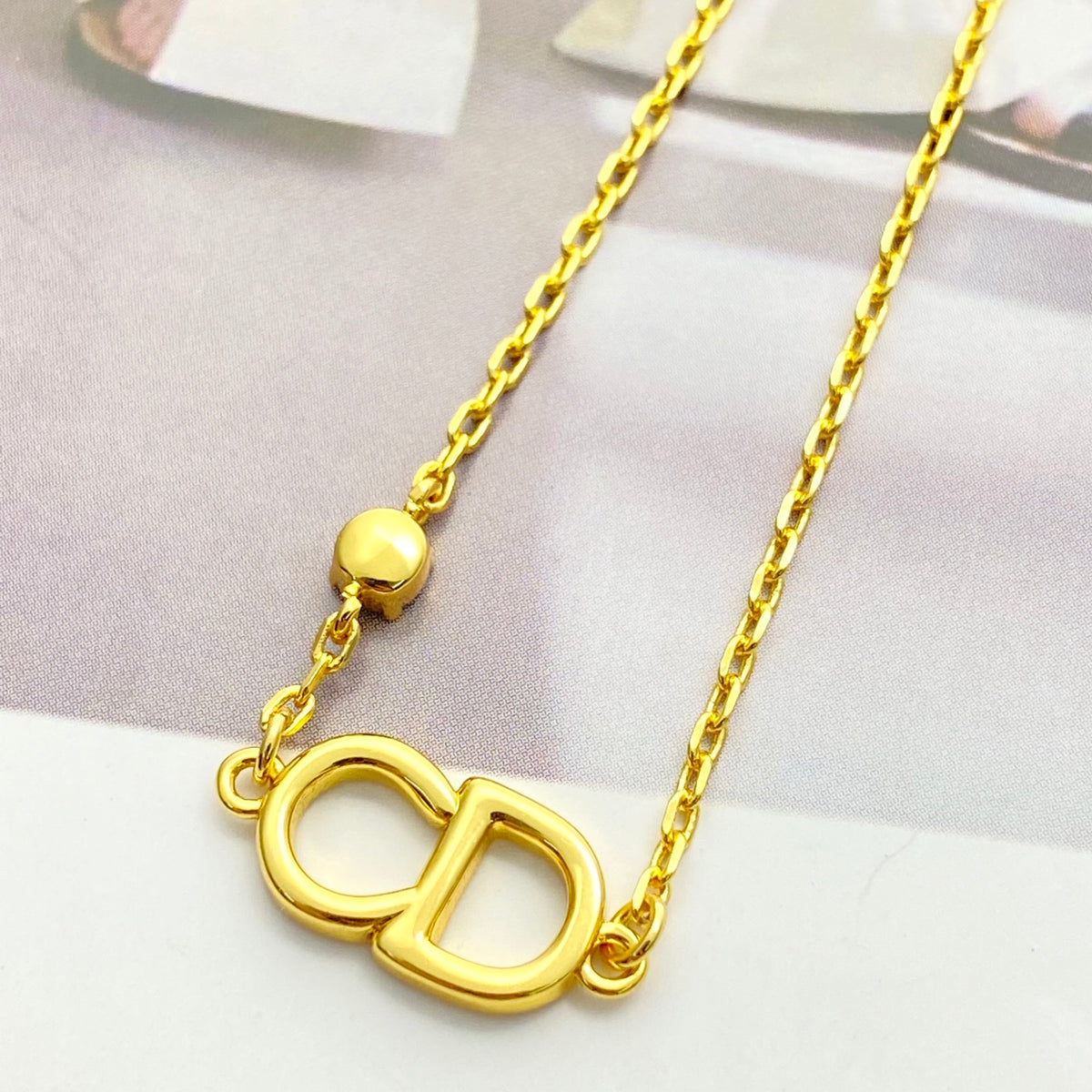 Star Motif Statement Bracelet in Polished Metal-Tone with Crystal-Style Accents side detail