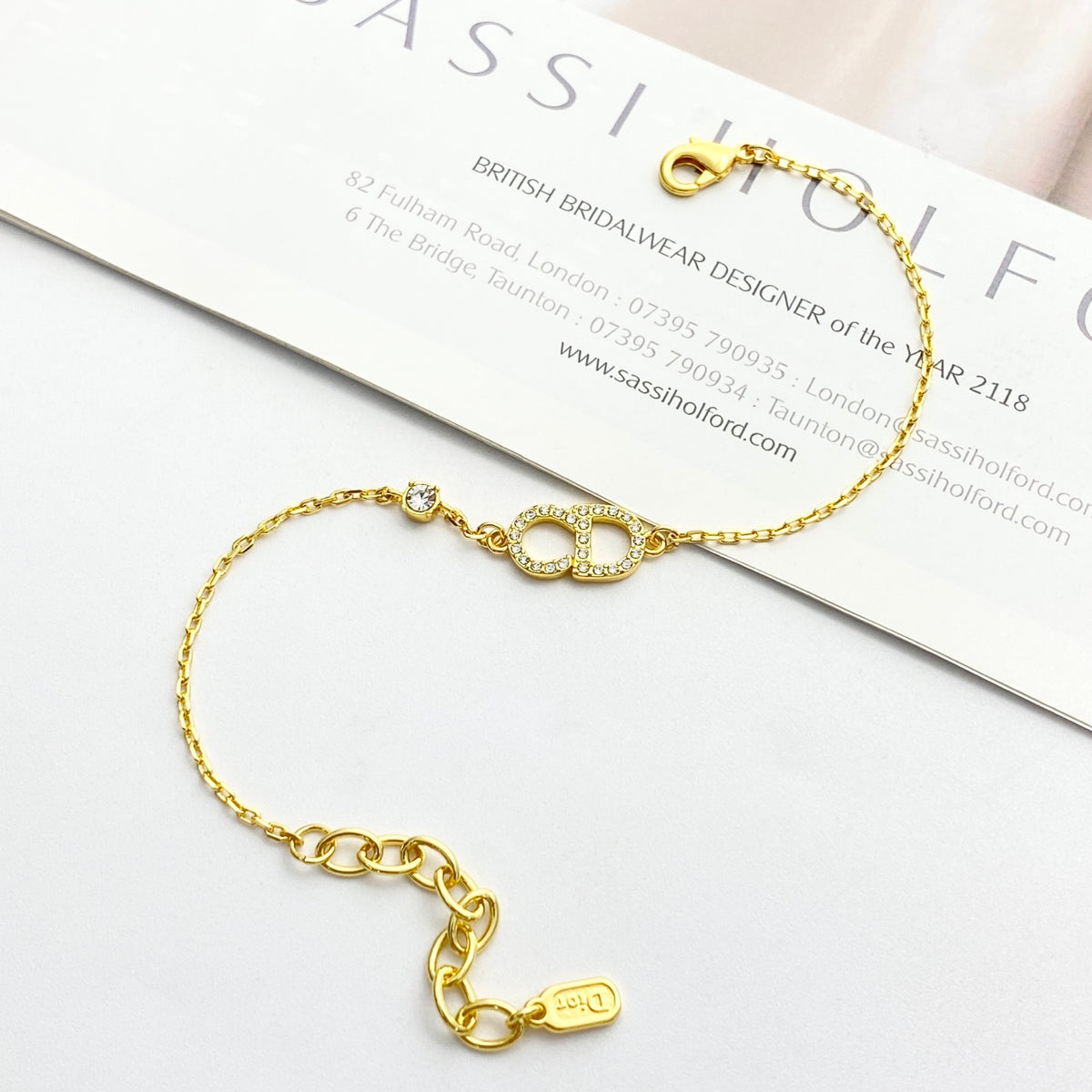 Star Motif Statement Bracelet in Polished Metal-Tone with Crystal-Style Accents main product view