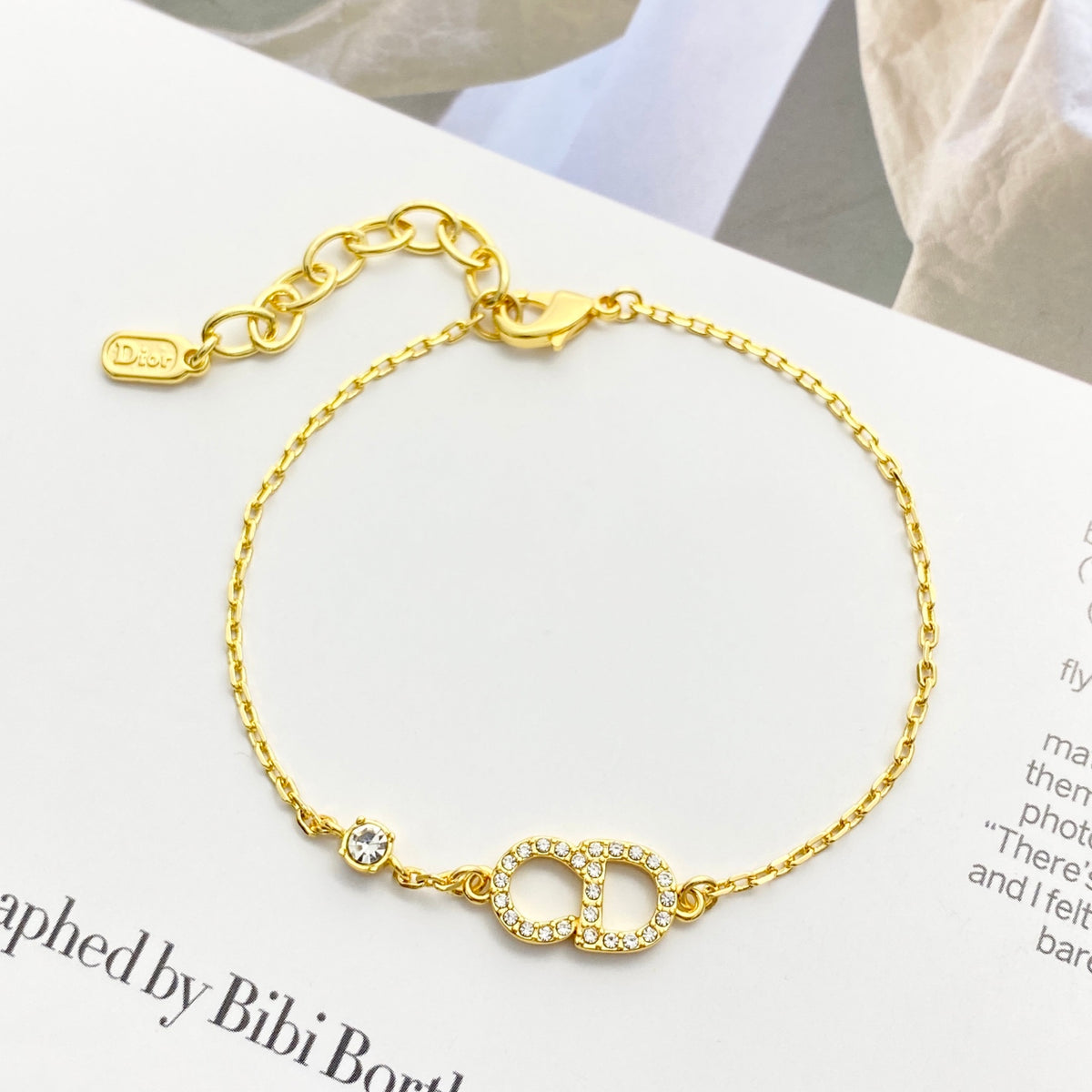 Star Motif Statement Bracelet in Polished Metal-Tone with Crystal-Style Accents styled view