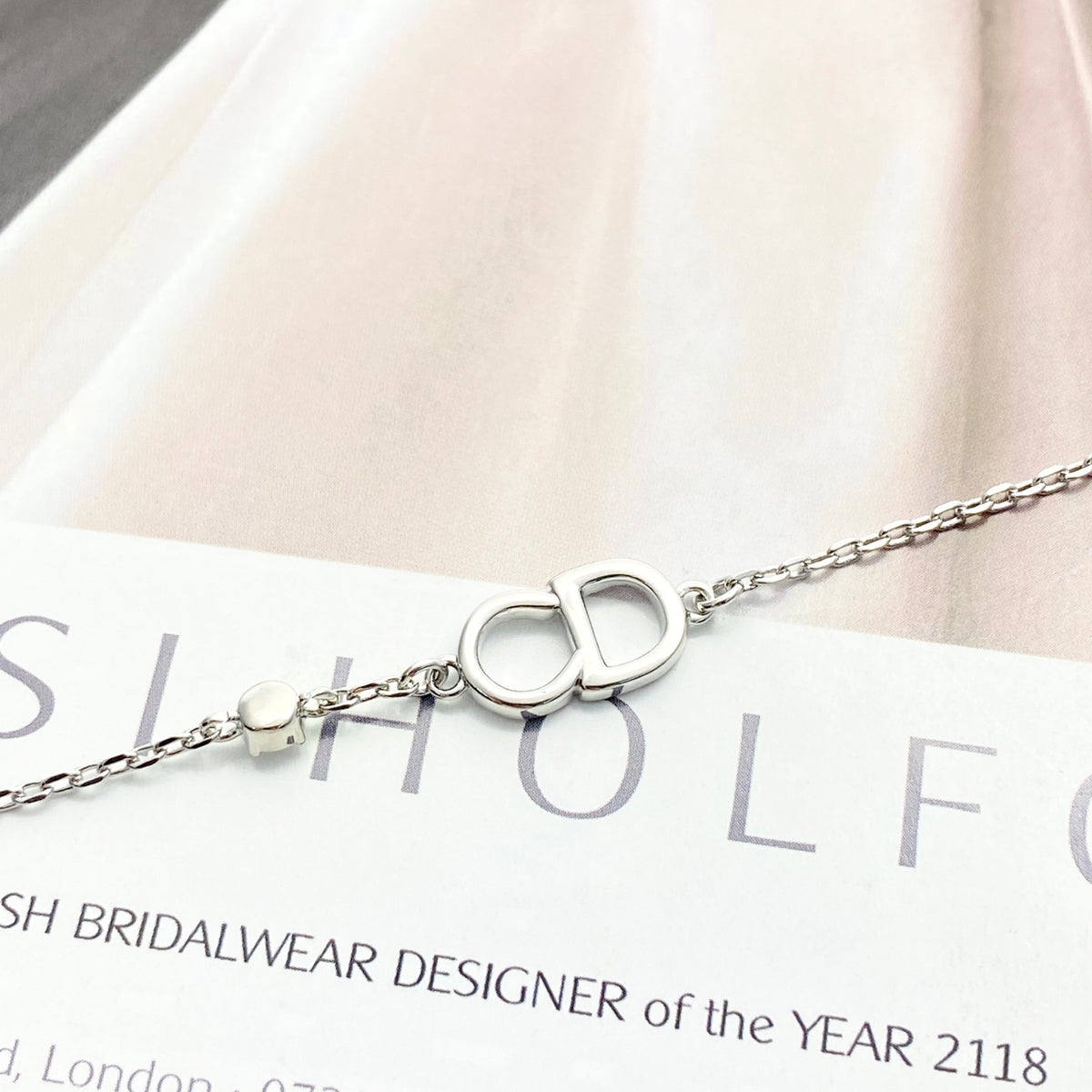 Star Motif Statement Bracelet in Silver-Tone with Crystal-Style Accents side detail