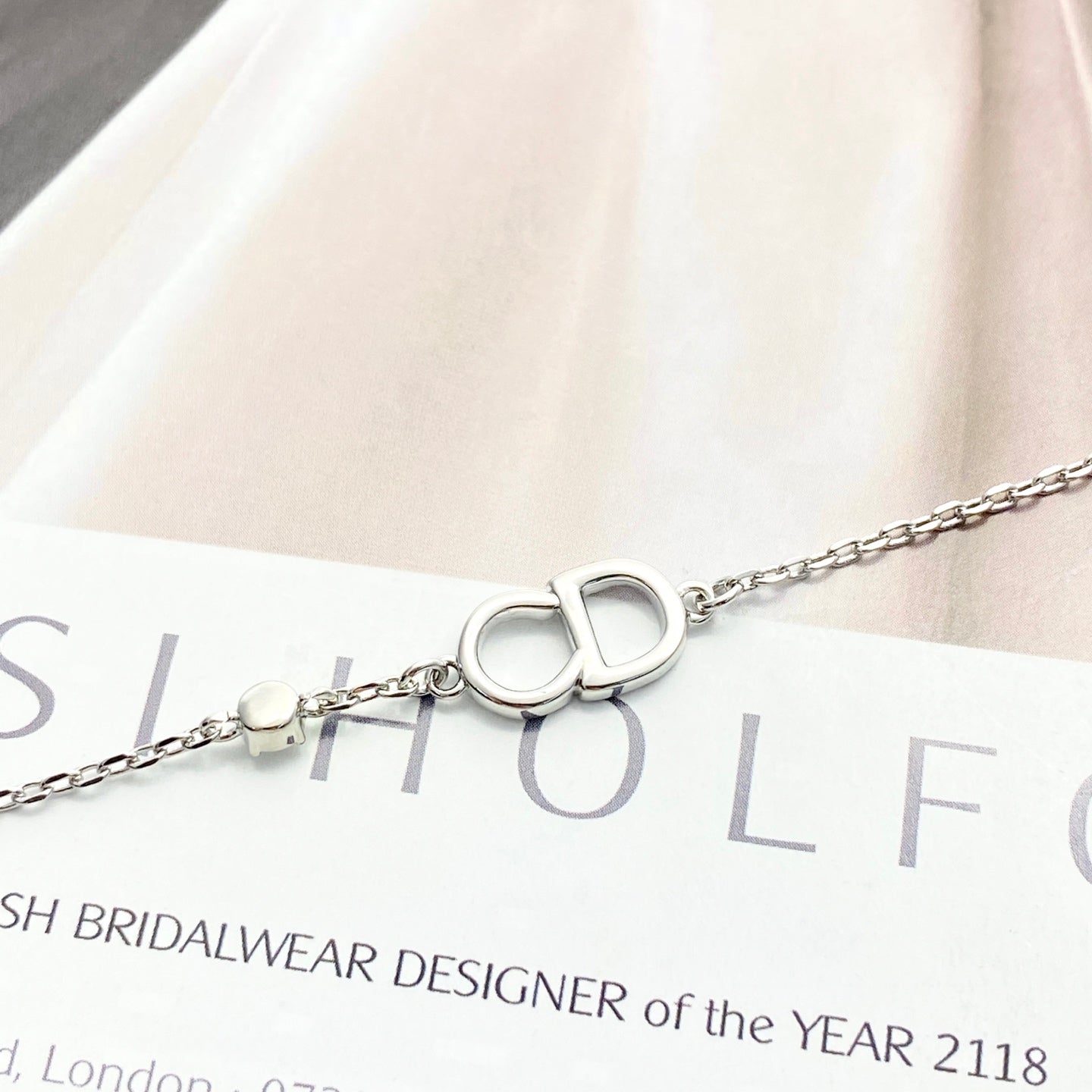 Star Motif Statement Bracelet in Silver-Tone with Crystal-Style Accents side detail