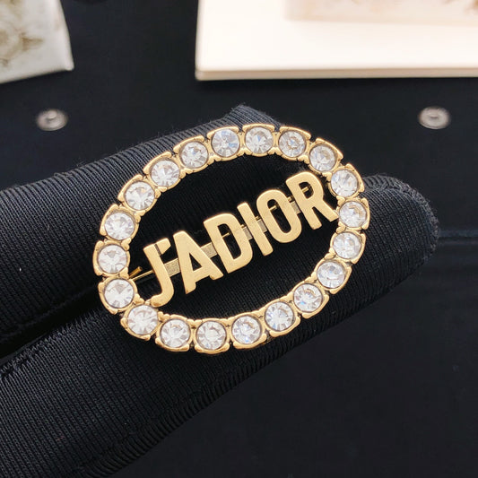 Sculptural Brooch Pin in Polished Metal-Tone with Crystal-Style Accents – Design 002 main product view