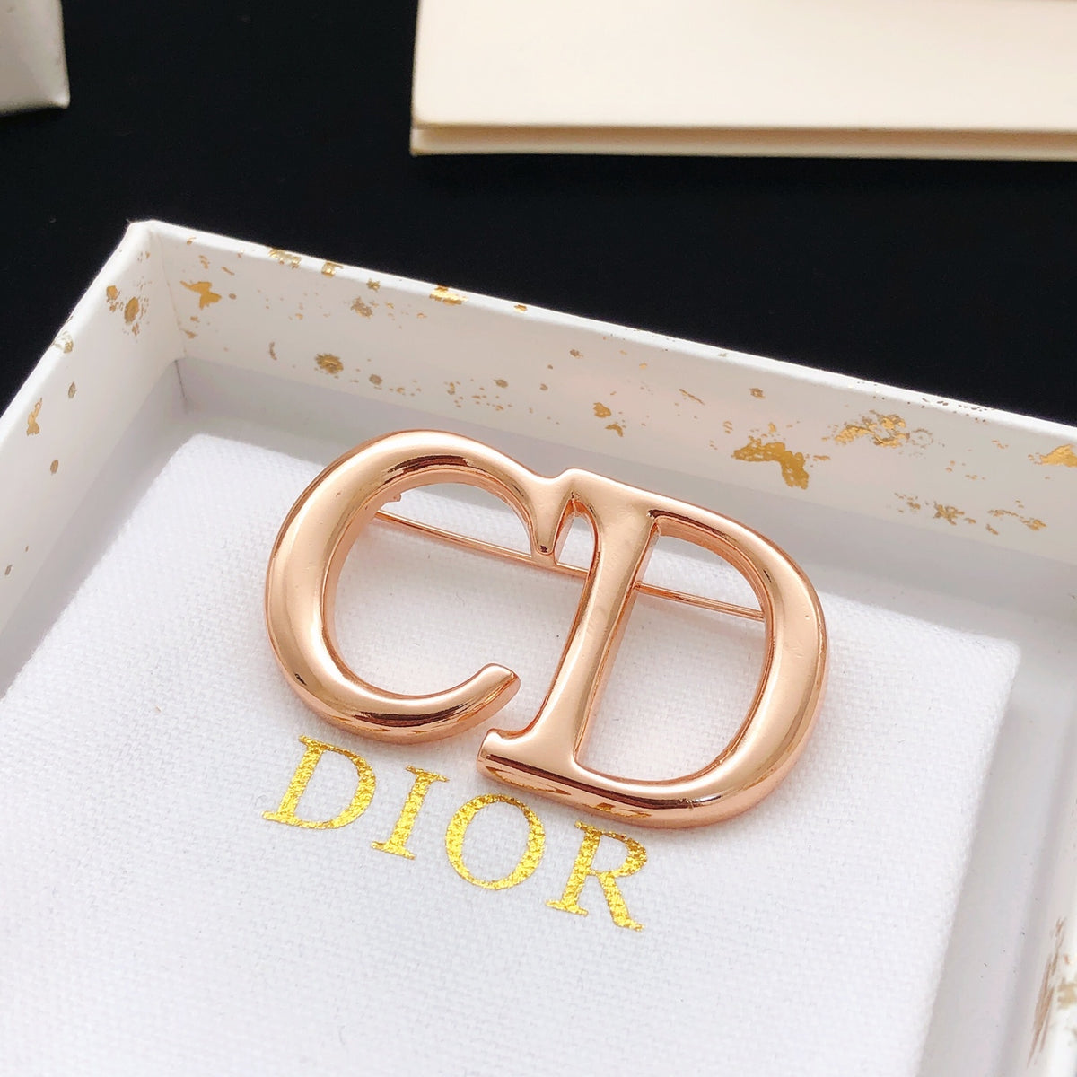 Floral Motif Brooch Pin in Rose-Gold-Tone – Design 002 styled view