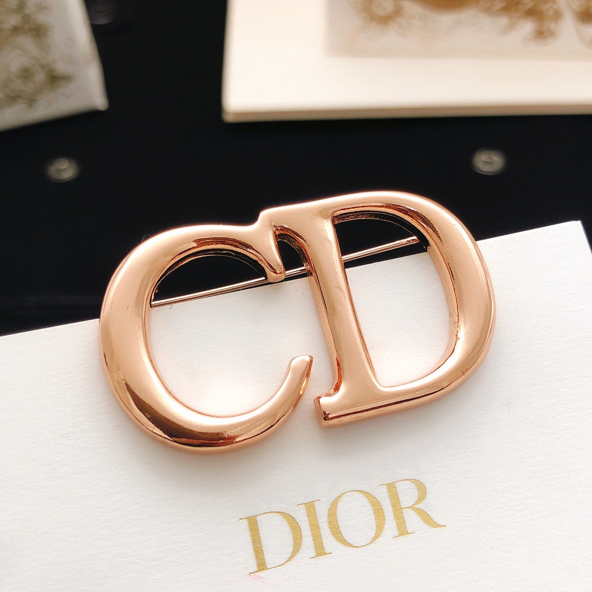 Floral Motif Brooch Pin in Rose-Gold-Tone – Design 002 main product view