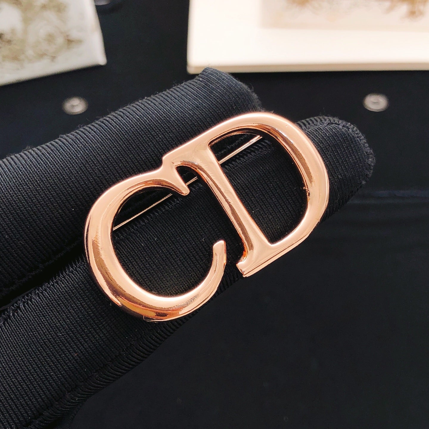 Floral Motif Brooch Pin in Rose-Gold-Tone – Design 001 front view