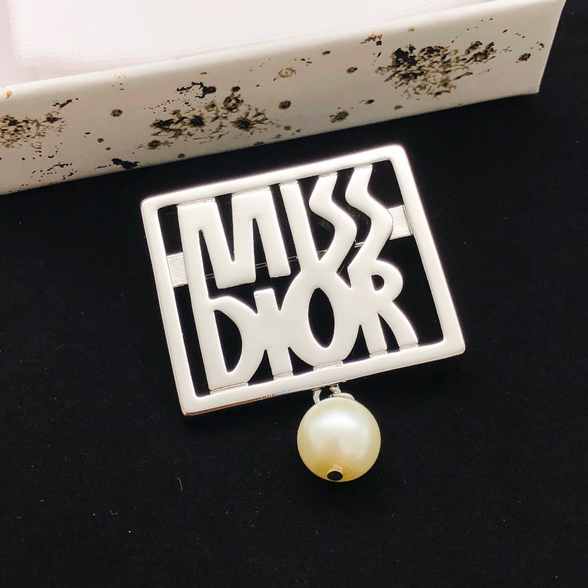 Pearl-Style Motif Brooch Pin in Silver-Tone with Pearl-Style Detail main product view