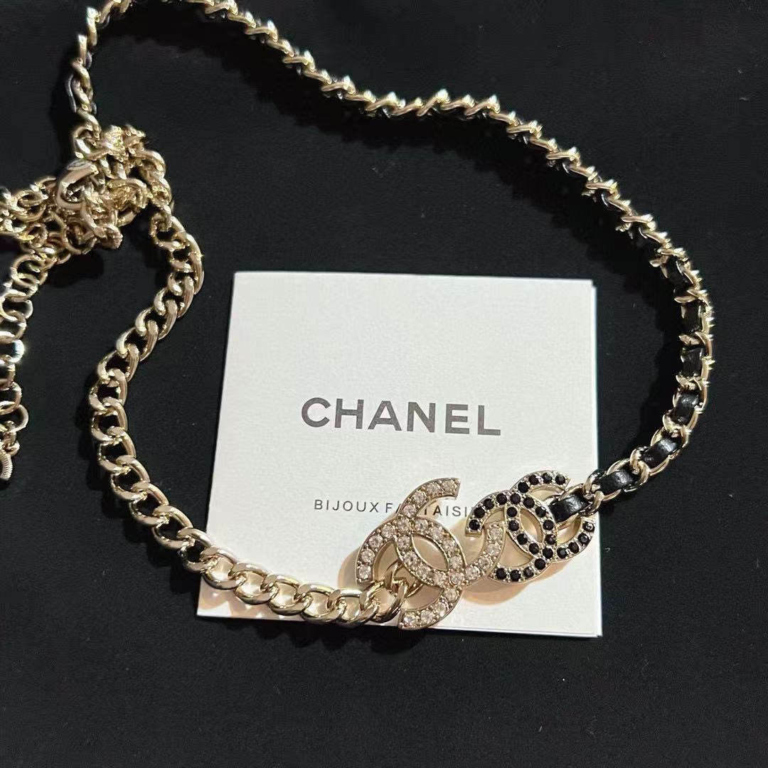Signature Emblem Pendant Necklace in Gold-Tone – Black Detail front product view