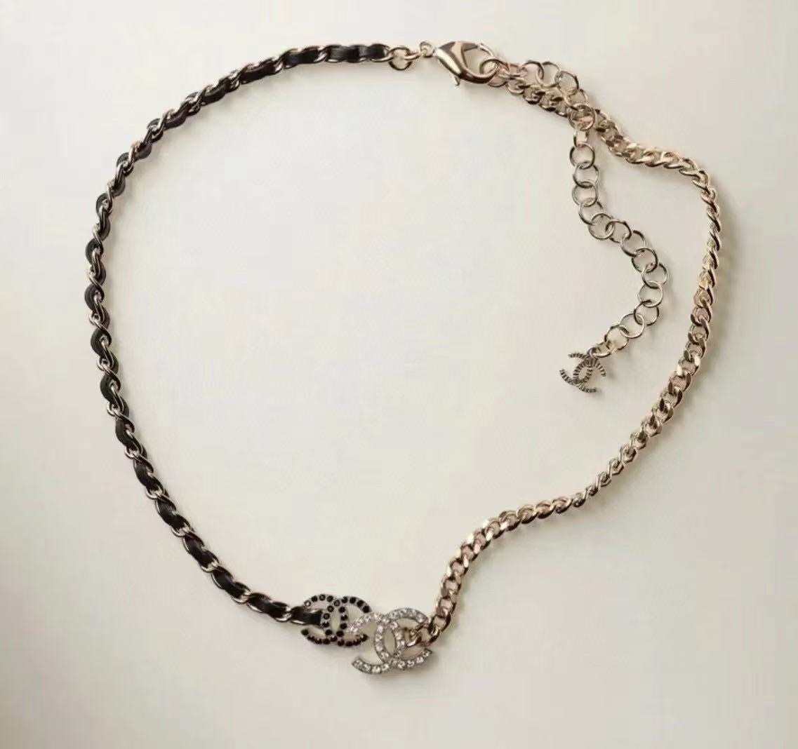 Signature Emblem Pendant Necklace in Gold-Tone – Black Detail styled product view