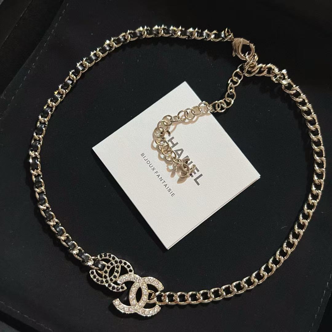 Signature Emblem Pendant Necklace in Gold-Tone – Black Detail main product view