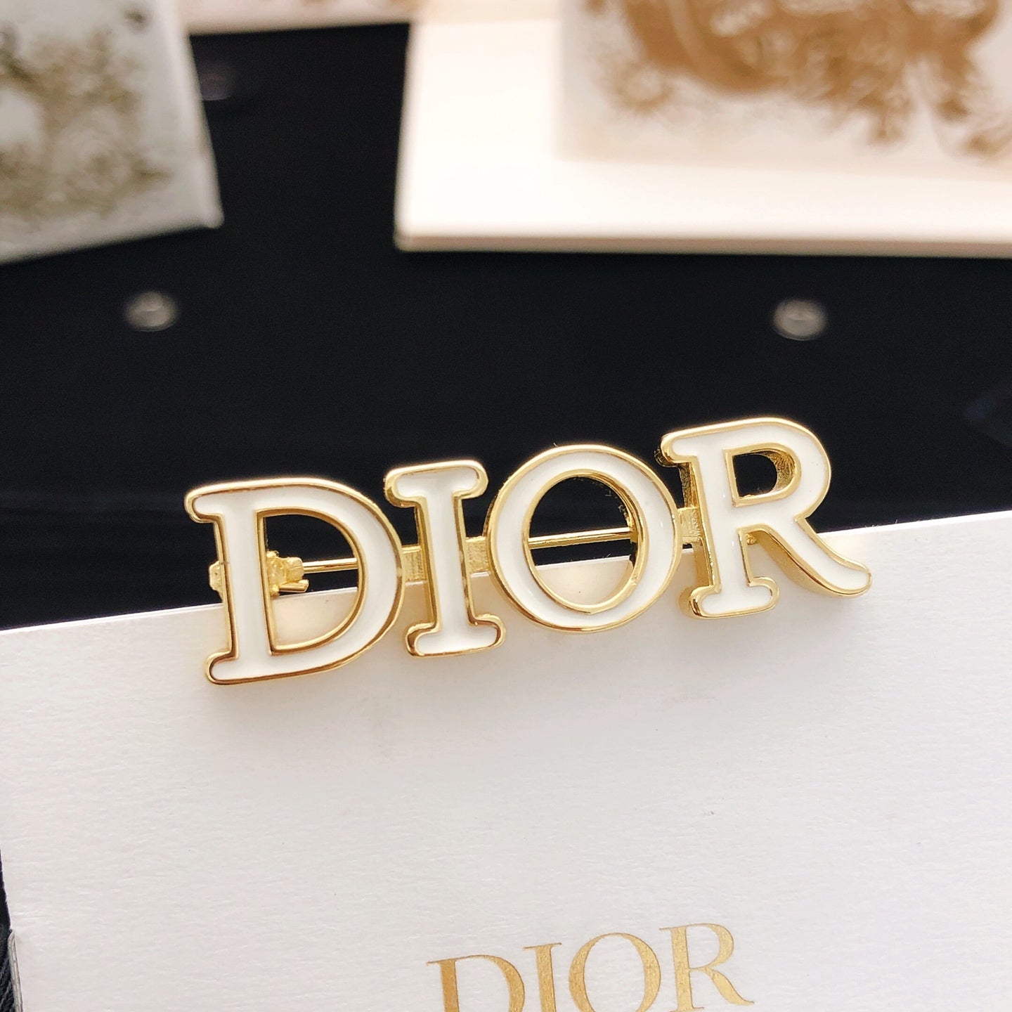 Graphic Letter Motif Brooch Pin in Polished Metal-Tone – Design 002 styled view