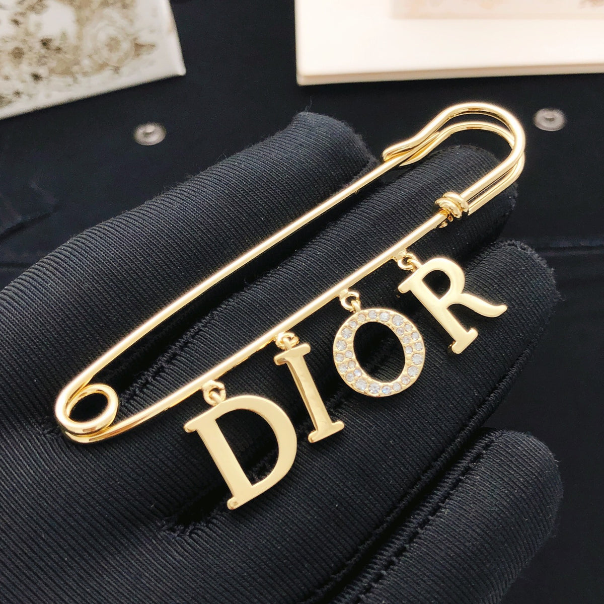 Graphic Letter Motif Jewelry Accessory in Polished Metal-Tone – Design 001 detail view