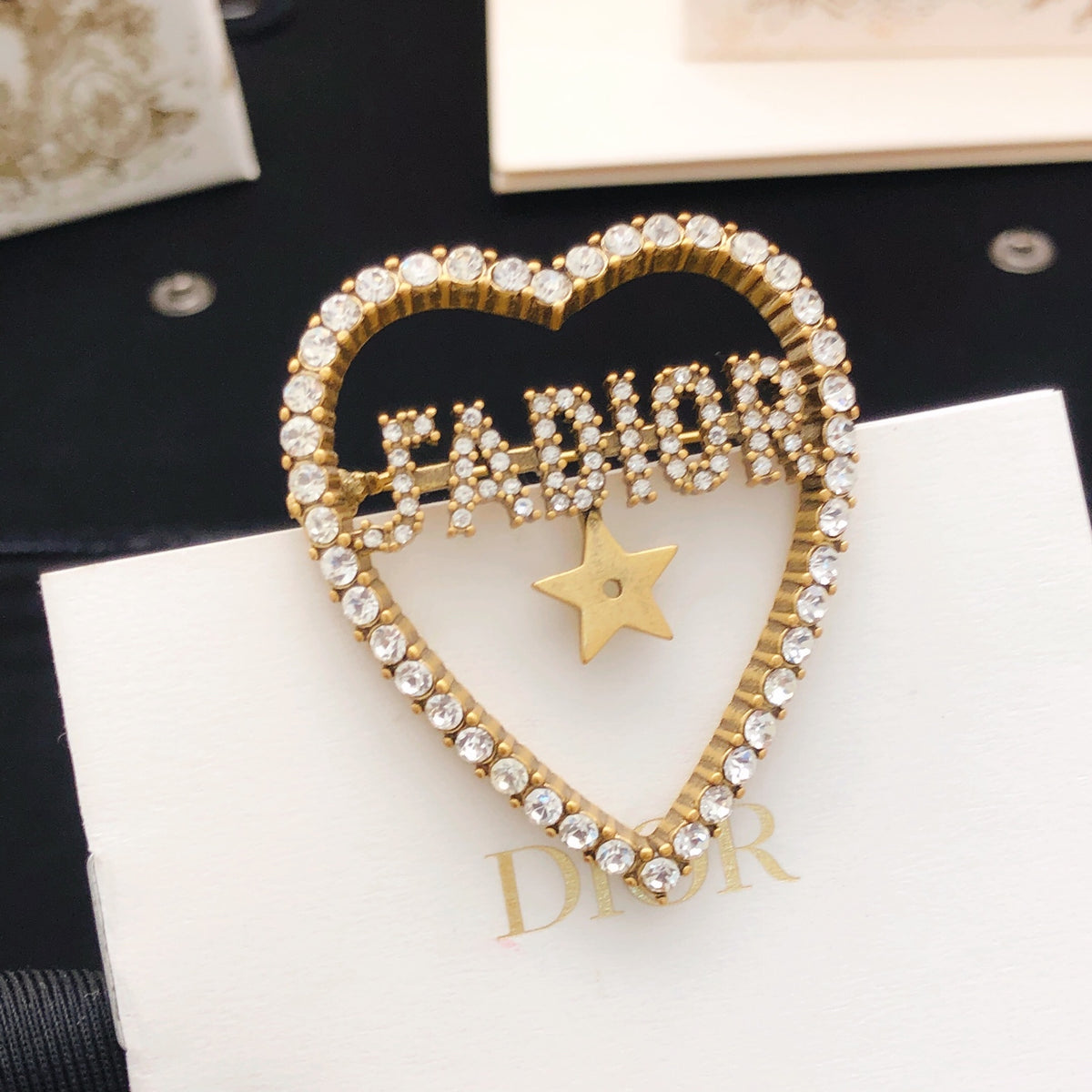 Heart Motif Brooch Pin in Polished Metal-Tone – Design 002 styled view