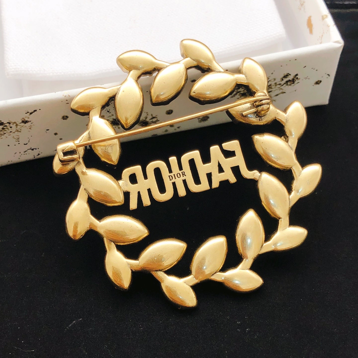 Sculptural Brooch Pin in Polished Metal-Tone – Design 001 styled view