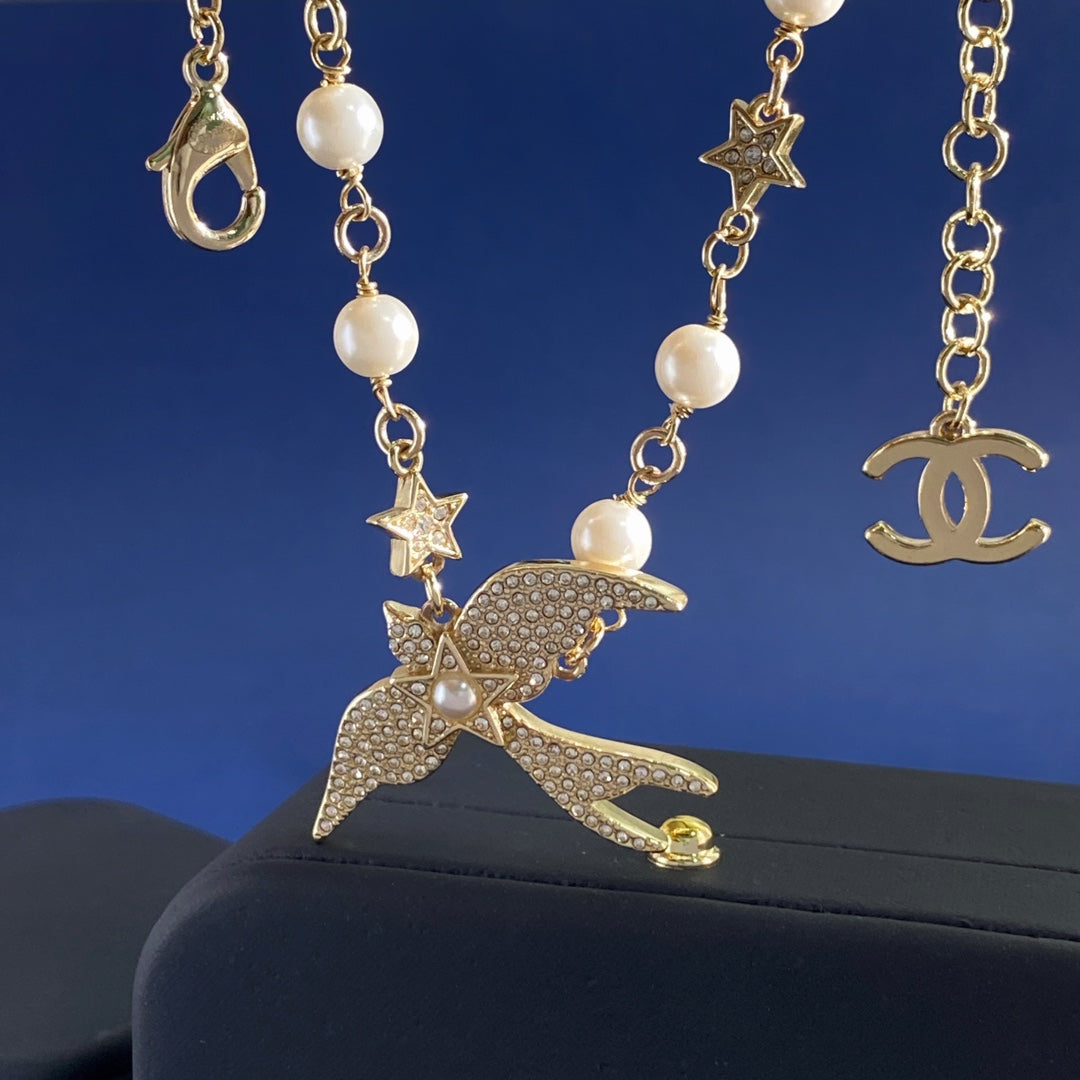Letter Pearl-Detail Pendant Necklace – Pearl Detail – Design 005 main product view