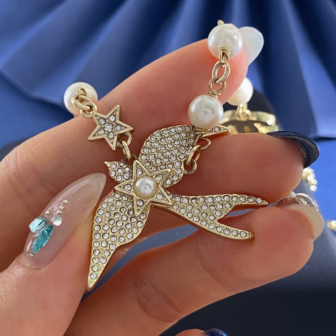 Letter Pearl-Detail Pendant Necklace – Pearl Detail – Design 005 main product view
