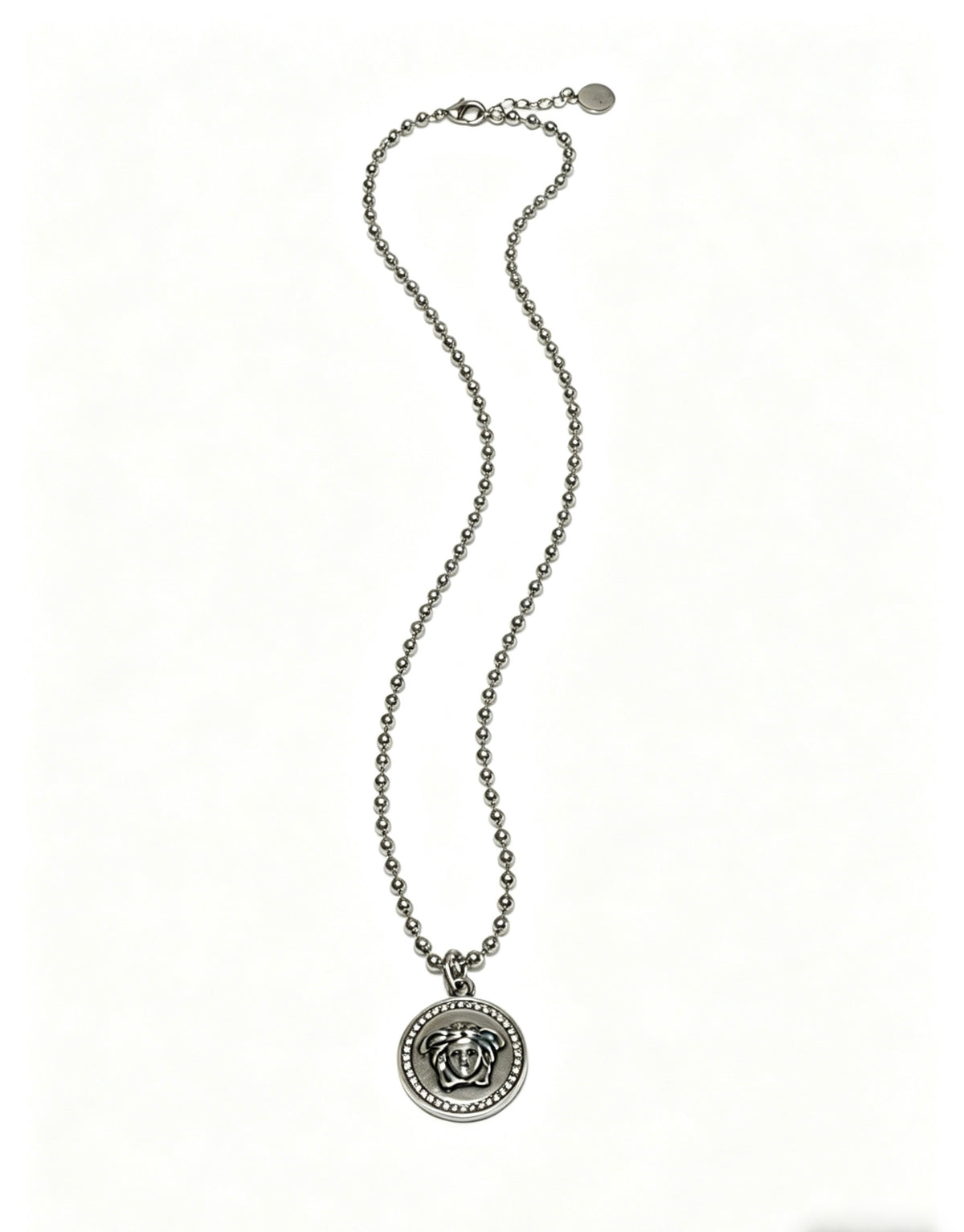 Medusa Head Pendant Necklace in Antique Silver-Tone – 60 cm – Design 06 front product view