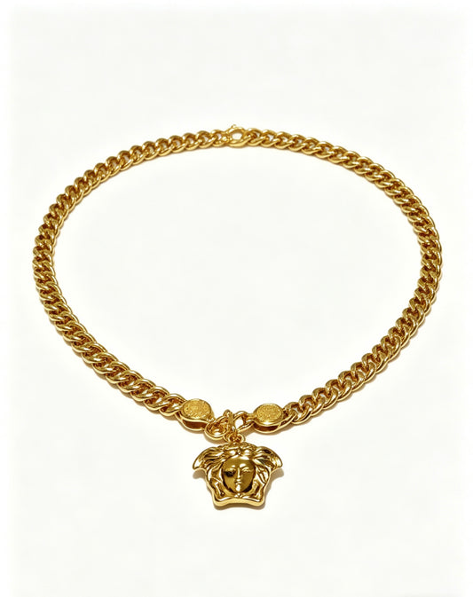 Medusa Head Pendant Necklace in Antique Silver-Tone – 55 cm – Design 03 main product view