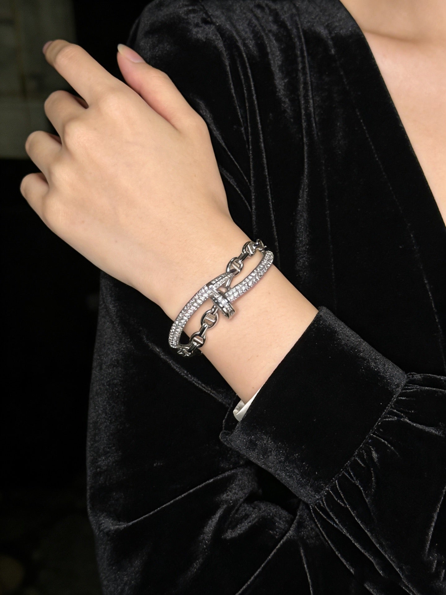 Sculptural Statement Bracelet in Gold-Tone – Design 132 front view