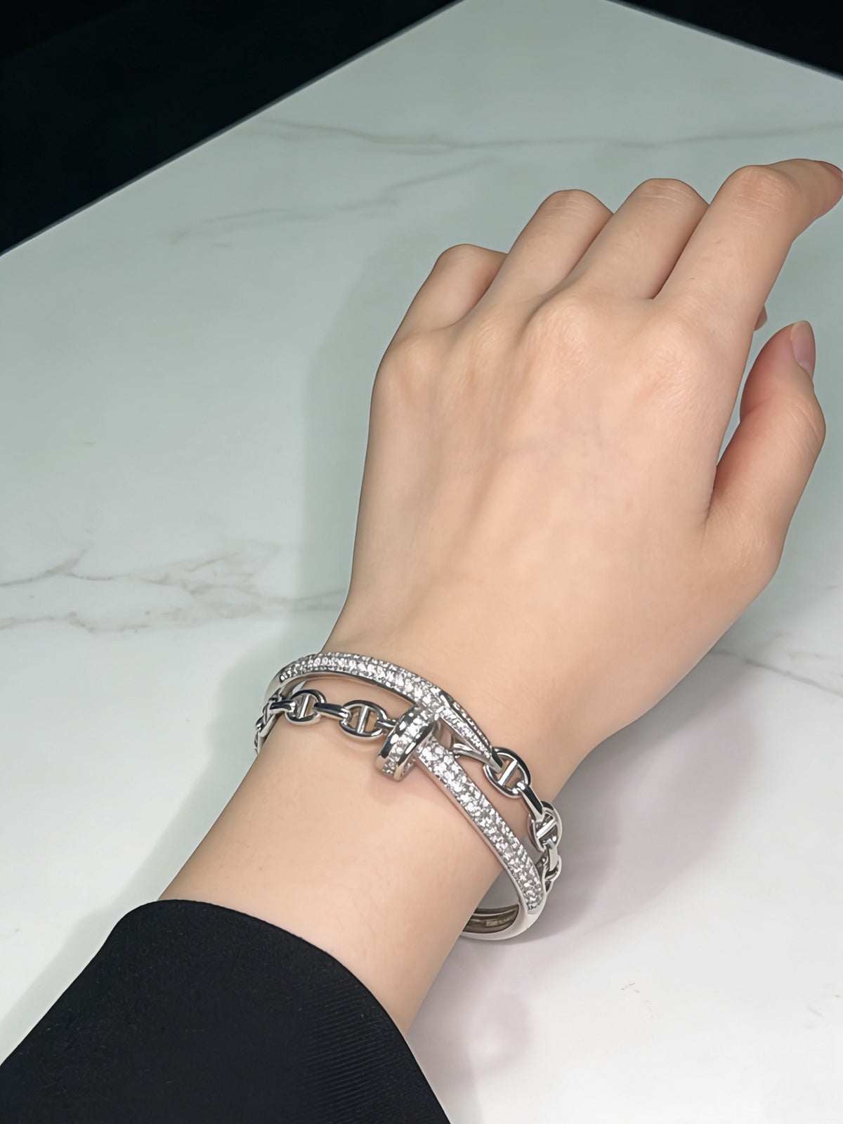 Sculptural Statement Bracelet in Gold-Tone – Design 132 detail view