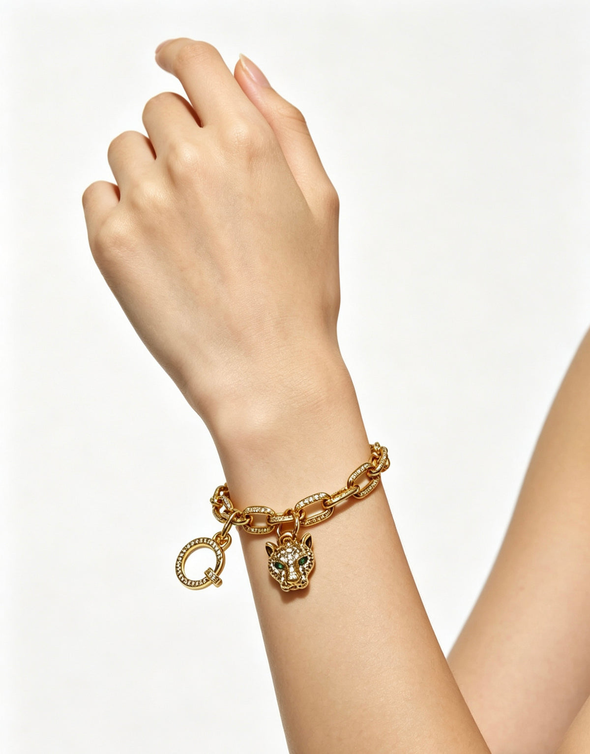 Sculptural Statement Bracelet in Gold-Tone – Design 127 side detail