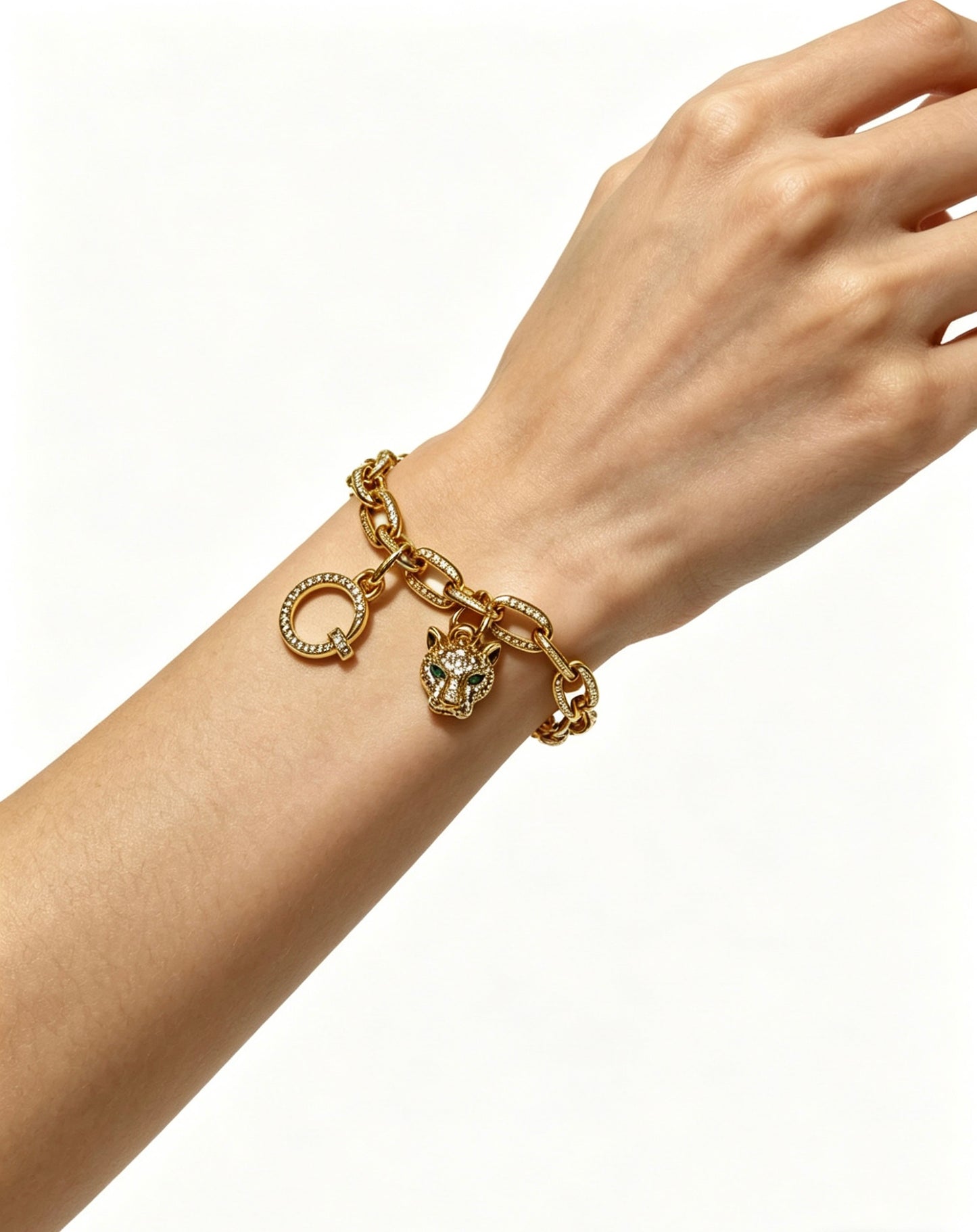 Sculptural Statement Bracelet in Gold-Tone – Design 127 styled view